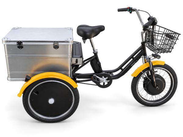 תלת אופן חשמלי Fisher TRIKE 2026 עם ארגז אחורי ננעל — צילום סטודיו ערוך תלת אופן חשמלי Fisher TRIKE 2026 עם ארגז אחורי ננעל